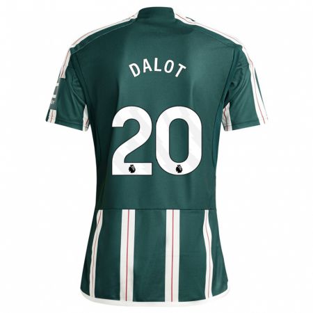 Kandiny Kinder Diogo Dalot #20 Dunkelgrün Auswärtstrikot Trikot 2023/24 T-Shirt
