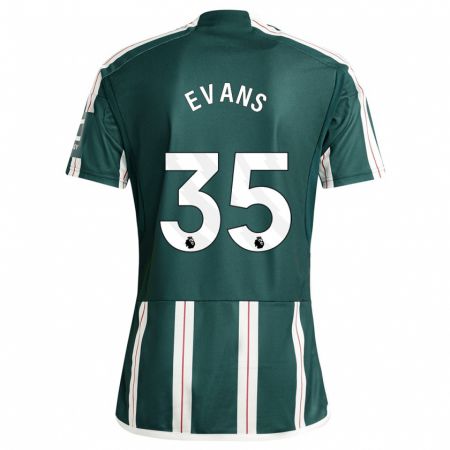 Kandiny Kinder Jonny Evans #35 Dunkelgrün Auswärtstrikot Trikot 2023/24 T-Shirt