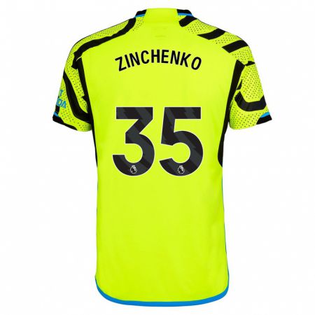 Kandiny Kinder Oleksandr Zinchenko #35 Gelb Auswärtstrikot Trikot 2023/24 T-Shirt
