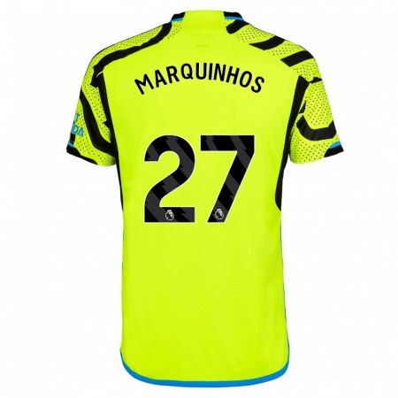 Kandiny Kinder Marquinhos #27 Gelb Auswärtstrikot Trikot 2023/24 T-Shirt