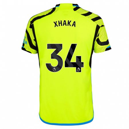Kandiny Kinder Granit Xhaka #34 Gelb Auswärtstrikot Trikot 2023/24 T-Shirt