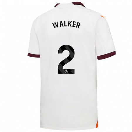 Kandiny Kinder Kyle Walker #2 Weiß Auswärtstrikot Trikot 2023/24 T-Shirt