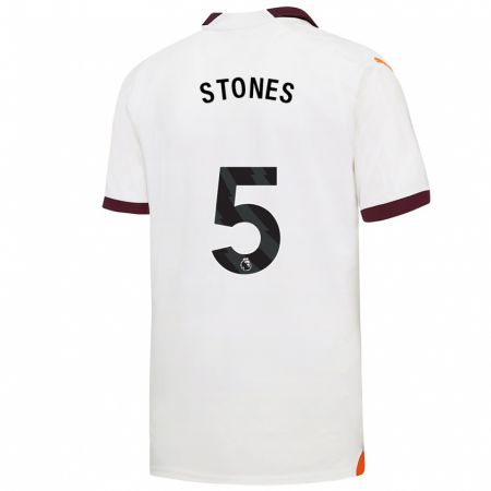 Kandiny Kinder John Stones #5 Weiß Auswärtstrikot Trikot 2023/24 T-Shirt