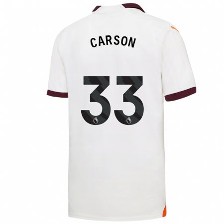 Kandiny Kinder Scott Carson #33 Weiß Auswärtstrikot Trikot 2023/24 T-Shirt