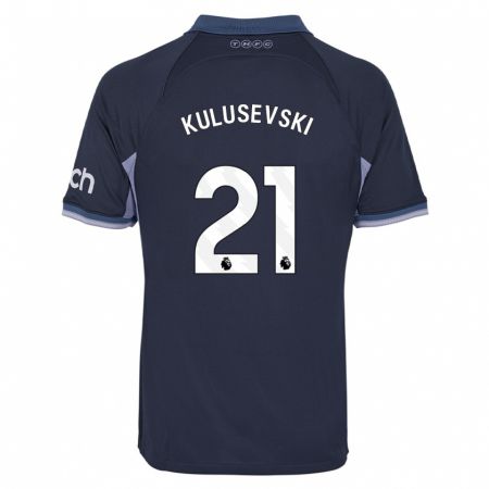 Kandiny Kinder Dejan Kulusevski #21 Dunkelblau Auswärtstrikot Trikot 2023/24 T-Shirt