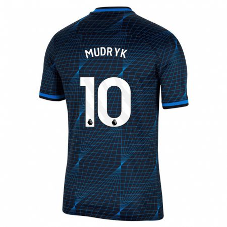 Kandiny Kinder Mykhaylo Mudryk #10 Dunkelblau Auswärtstrikot Trikot 2023/24 T-Shirt