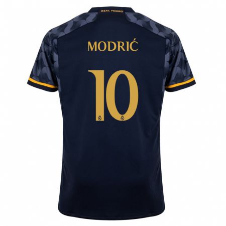 Kandiny Kinder Luka Modric #10 Dunkelblau Auswärtstrikot Trikot 2023/24 T-Shirt