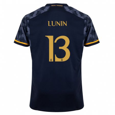 Kandiny Kinder Andriy Lunin #13 Dunkelblau Auswärtstrikot Trikot 2023/24 T-Shirt