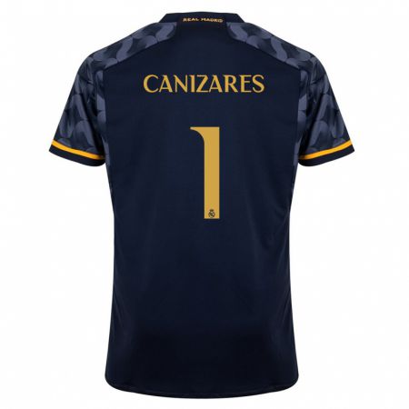 Kandiny Kinder Lucas Cañizares #1 Dunkelblau Auswärtstrikot Trikot 2023/24 T-Shirt