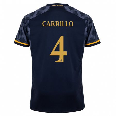 Kandiny Kinder Álvaro Carrillo #4 Dunkelblau Auswärtstrikot Trikot 2023/24 T-Shirt