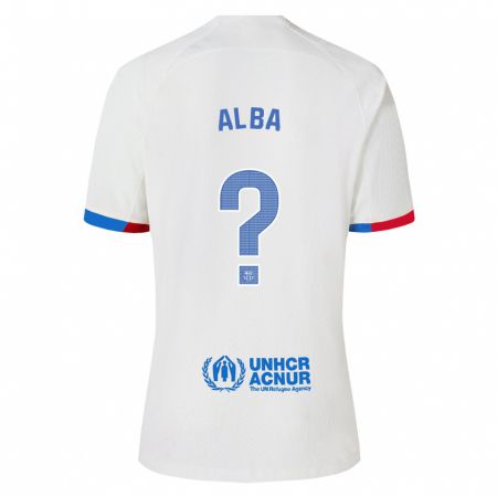 Kandiny Kinder Javi Alba #0 Weiß Auswärtstrikot Trikot 2023/24 T-Shirt