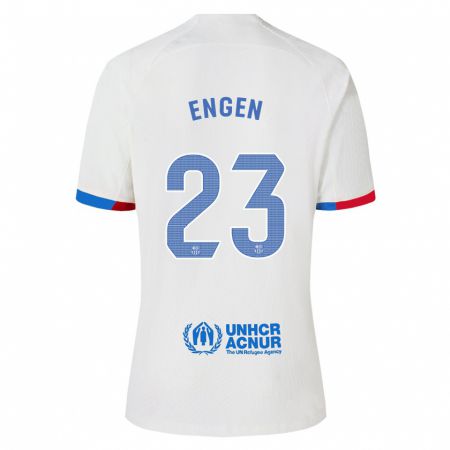 Kandiny Kinder Ingrid Engen #23 Weiß Auswärtstrikot Trikot 2023/24 T-Shirt