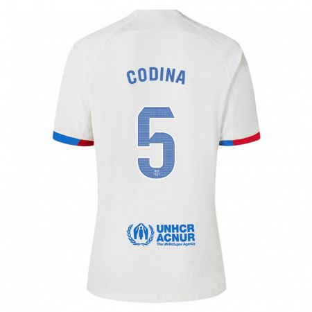 Kandiny Kinder Laia Codina #5 Weiß Auswärtstrikot Trikot 2023/24 T-Shirt