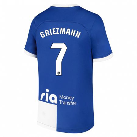 Kandiny Kinder Antoine Griezmann #7 Blau Weiss Auswärtstrikot Trikot 2023/24 T-Shirt