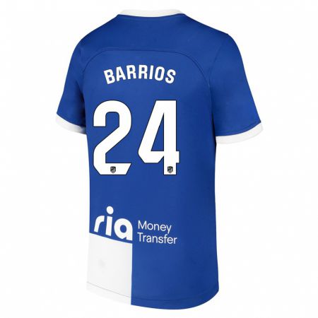Kandiny Kinder Pablo Barrios #24 Blau Weiss Auswärtstrikot Trikot 2023/24 T-Shirt