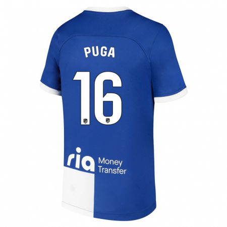 Kandiny Kinder Carlos Puga #16 Blau Weiss Auswärtstrikot Trikot 2023/24 T-Shirt