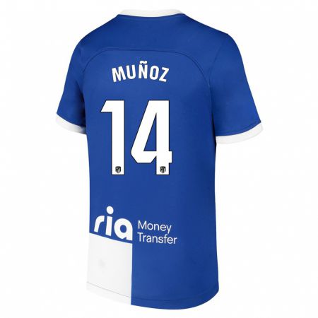 Kandiny Kinder David Muñoz #14 Blau Weiss Auswärtstrikot Trikot 2023/24 T-Shirt