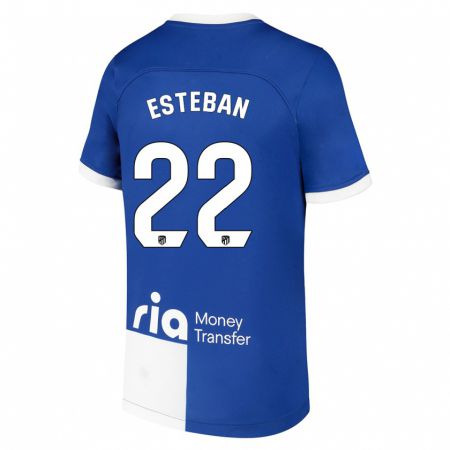 Kandiny Kinder Paco Esteban #22 Blau Weiss Auswärtstrikot Trikot 2023/24 T-Shirt