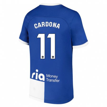 Kandiny Kinder Marta Cardona #11 Blau Weiss Auswärtstrikot Trikot 2023/24 T-Shirt