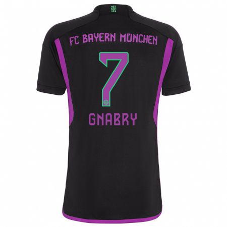 Kandiny Kinder Serge Gnabry #7 Schwarz Auswärtstrikot Trikot 2023/24 T-Shirt