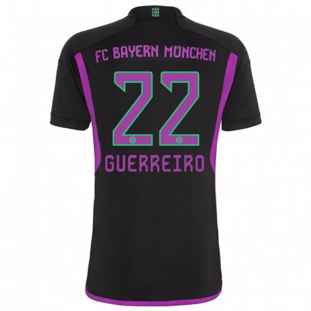 Kandiny Kinder Raphaël Guerreiro #22 Schwarz Auswärtstrikot Trikot 2023/24 T-Shirt