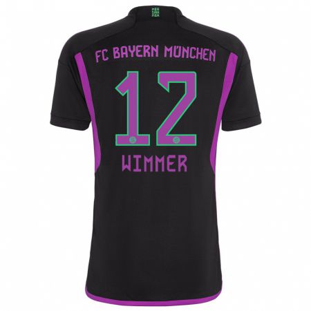 Kandiny Kinder Benedikt Wimmer #12 Schwarz Auswärtstrikot Trikot 2023/24 T-Shirt