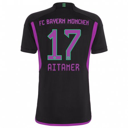 Kandiny Kinder Younes Aitamer #17 Schwarz Auswärtstrikot Trikot 2023/24 T-Shirt