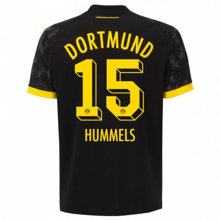 Kandiny Kinder Mats Hummels #15 Schwarz Auswärtstrikot Trikot 2023/24 T-Shirt