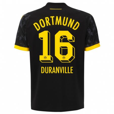Kandiny Kinder Julien Duranville #16 Schwarz Auswärtstrikot Trikot 2023/24 T-Shirt