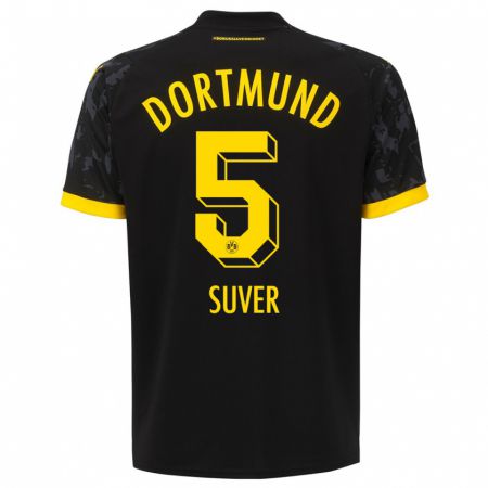 Kandiny Kinder Mario Suver #5 Schwarz Auswärtstrikot Trikot 2023/24 T-Shirt