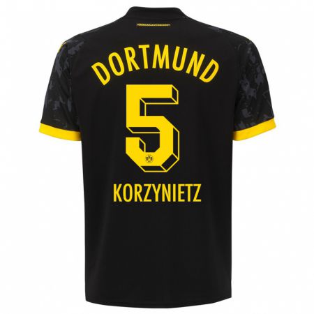 Kandiny Kinder Jaden Korzynietz #5 Schwarz Auswärtstrikot Trikot 2023/24 T-Shirt