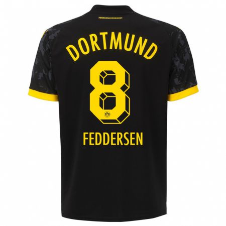 Kandiny Kinder Jonas Feddersen #8 Schwarz Auswärtstrikot Trikot 2023/24 T-Shirt