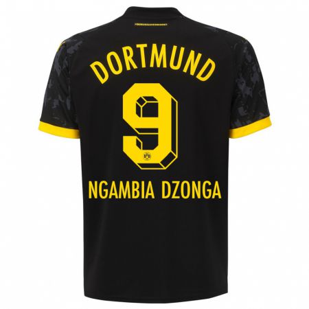 Kandiny Kinder Diego Ngambia Dzonga #9 Schwarz Auswärtstrikot Trikot 2023/24 T-Shirt