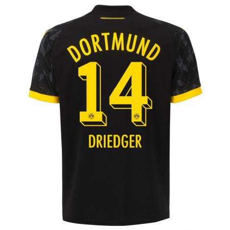 Kandiny Kinder Julian Driedger #14 Schwarz Auswärtstrikot Trikot 2023/24 T-Shirt