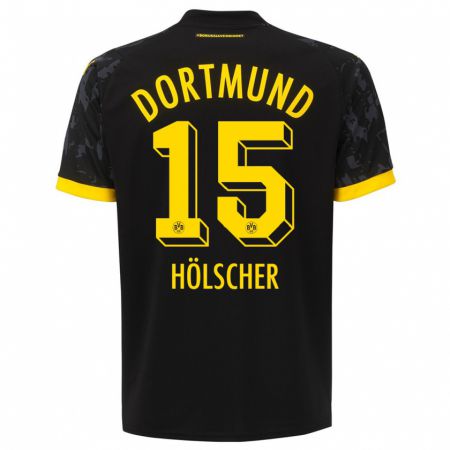 Kandiny Kinder Mats Hölscher #15 Schwarz Auswärtstrikot Trikot 2023/24 T-Shirt