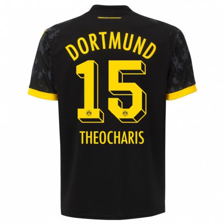 Kandiny Kinder Elefterios Theocharis #15 Schwarz Auswärtstrikot Trikot 2023/24 T-Shirt