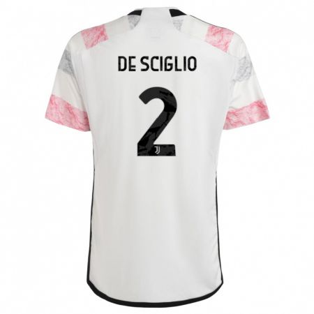 Kandiny Kinder Mattia De Sciglio #2 Weiß Rosa Auswärtstrikot Trikot 2023/24 T-Shirt