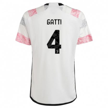 Kandiny Kinder Federico Gatti #4 Weiß Rosa Auswärtstrikot Trikot 2023/24 T-Shirt