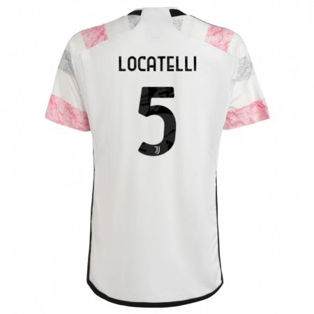 Kandiny Kinder Manuel Locatelli #5 Weiß Rosa Auswärtstrikot Trikot 2023/24 T-Shirt