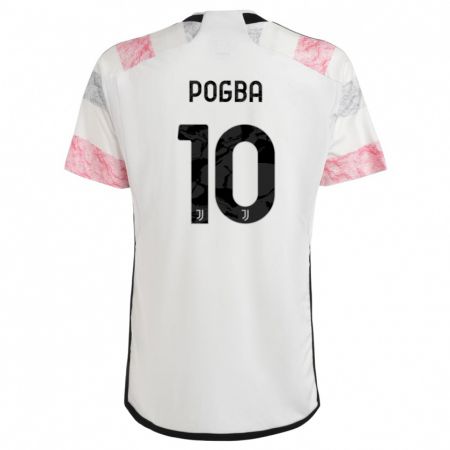 Kandiny Kinder Paul Pogba #10 Weiß Rosa Auswärtstrikot Trikot 2023/24 T-Shirt