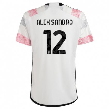 Kandiny Kinder Alex Sandro #12 Weiß Rosa Auswärtstrikot Trikot 2023/24 T-Shirt