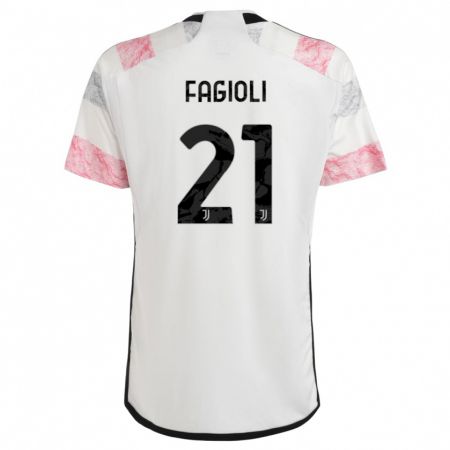 Kandiny Kinder Nicolò Fagioli #21 Weiß Rosa Auswärtstrikot Trikot 2023/24 T-Shirt