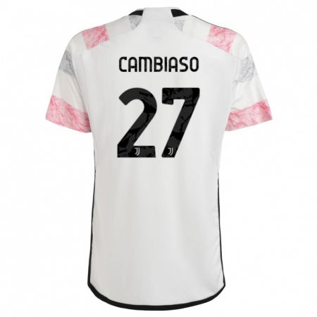 Kandiny Kinder Andrea Cambiaso #27 Weiß Rosa Auswärtstrikot Trikot 2023/24 T-Shirt