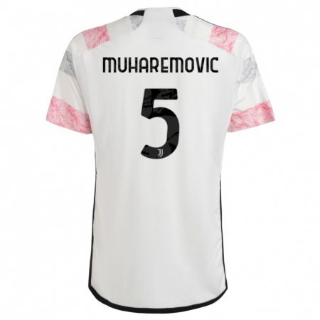 Kandiny Kinder Tarik Muharemovic #5 Weiß Rosa Auswärtstrikot Trikot 2023/24 T-Shirt