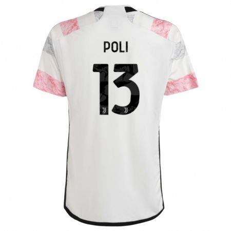 Kandiny Kinder Fabrizio Poli #13 Weiß Rosa Auswärtstrikot Trikot 2023/24 T-Shirt