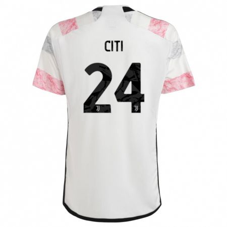 Kandiny Kinder Alessandro Citi #24 Weiß Rosa Auswärtstrikot Trikot 2023/24 T-Shirt