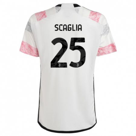 Kandiny Kinder Simone Scaglia #25 Weiß Rosa Auswärtstrikot Trikot 2023/24 T-Shirt