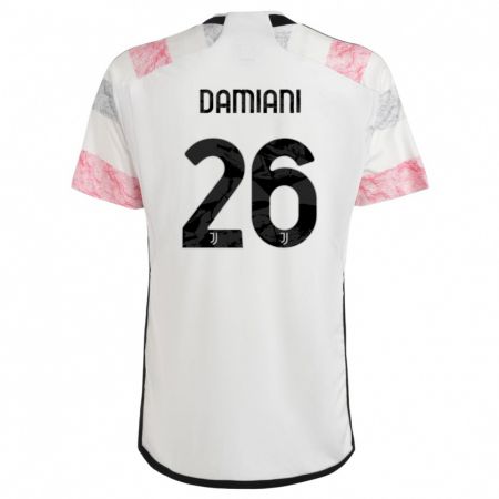 Kandiny Kinder Samuele Damiani #26 Weiß Rosa Auswärtstrikot Trikot 2023/24 T-Shirt