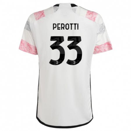 Kandiny Kinder Clemente Perotti #33 Weiß Rosa Auswärtstrikot Trikot 2023/24 T-Shirt