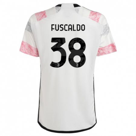 Kandiny Kinder Matteo Fuscaldo #38 Weiß Rosa Auswärtstrikot Trikot 2023/24 T-Shirt